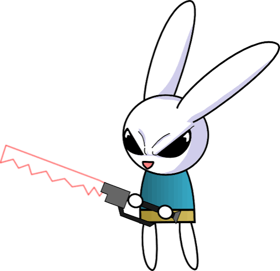 A cartoon rabbit with a knife